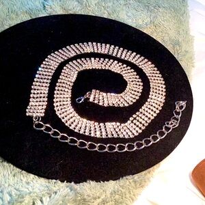 Stunning Vintage 1” Wide Rhinestone Belt - 31” of Rhinestone 9” of Chain